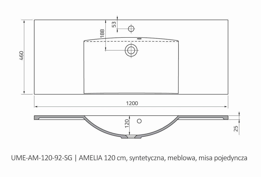 Oristo Umywalka meblowa 120 cm pojedyncza AMELIA