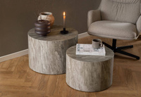 Actona Zestaw Stolików Kawowych Dice Szary Marmur River