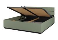 Cross S - Łóżko z Pojemnikiem i Podnoszonym Stelażem 180 cm Zgaszona Zieleń Czarny