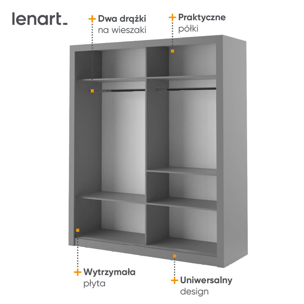 ARTI AR-03 - Szafa Przesuwna 2-drzwiowa Szara