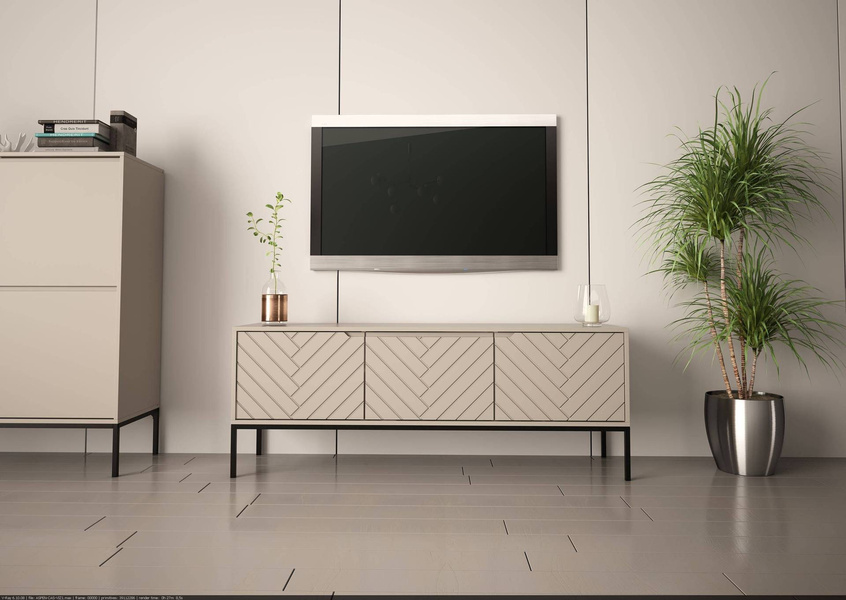 ASPEN-01 - Komoda RTV 3-drzwiowa Kaszmir Czarny Stelaż