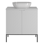 ASPEN-08 - Szafka z Umywalką i Blatem 2D 80cm Biały Mat Zestaw-2 Czarny Stelaż