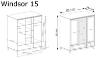 WINDSOR-15 - Szafa 3D2S z Lustrem Cashmere
