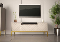 ASPEN-06 - Komoda RTV 3D z Soundbarem JBL i Oświetleniem LED Kaszmir Złoty Stelaż