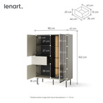 EPIRO EP-02 - Witryna 2D1S1W z Oświetleniem Kaszmir Dąb Ciemny