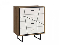 Brolo BROK07 - Komoda 4S Dąb Catania/Czarna Perła/Biała