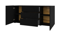 Ava Komoda 2D3S Czarny / Dąb Wotan
