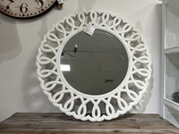 Rimini White 055W Lustro okrągłe prowansalskie białe zdobione drewno/mdf_01