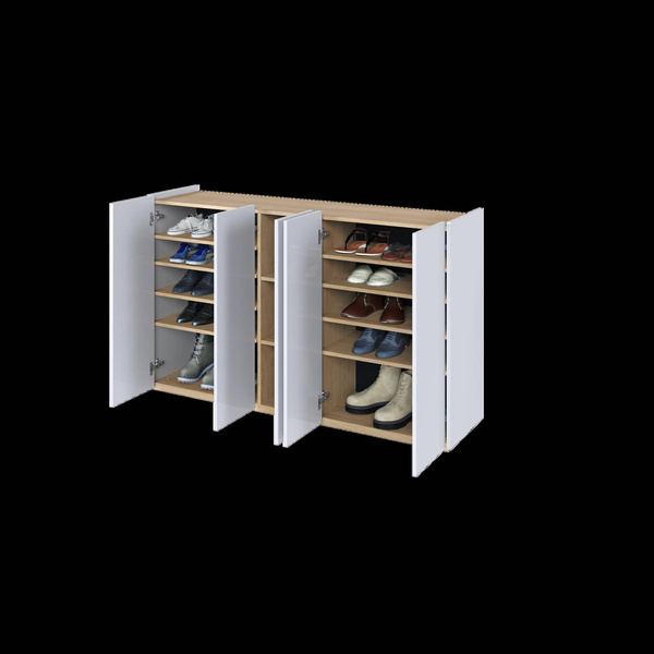 EASY EA-01 - Komoda 5-drzwiowa z Oświetleniem LED Biały Połysk/Dąb Scandi