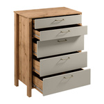 Indygo K5S - Komoda 5 Szuflad Dąb Wotan/Beżowy