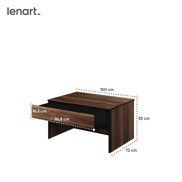 BORGA BG-08 - Stolik 1S Dąb Catania/Czarny