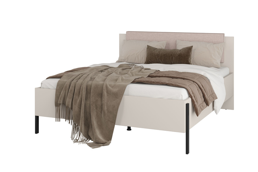 Jukon S - Łóżko 160 cm Kaszmir Czarne Metalowe Nogi