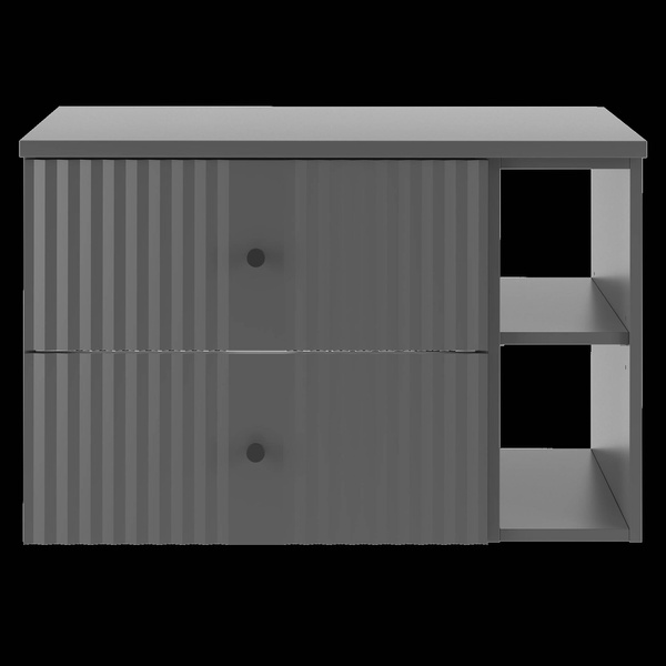 XILO-02 - Szafka pod Umywalkę z Blatem i Regałem 2S 80cm Szary Mat Zestaw-4