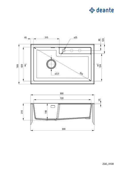 Zlewozmywak granitowy 1-komorowy Eridan