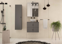 XILO-02 - Szafka z Umywalką i Blatem 2S 60cm Szary Mat Zestaw-5