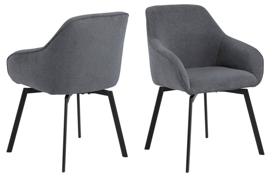 Actona Krzesło Do Jadalni z Podłokietnikiem Clara Antracyt