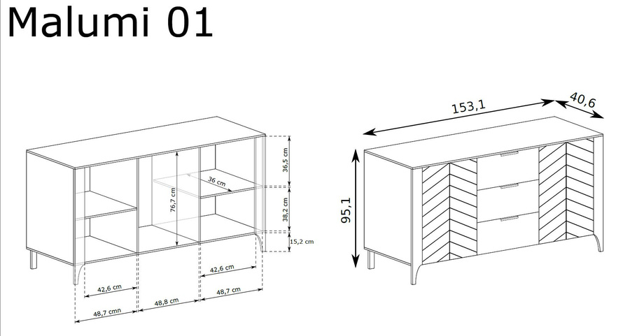 MALUMI-1 - Komoda 2D3S Czarny Painflow