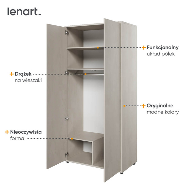 TEEN FLEX TF-01 - Szafa 2-drzwiowa Silk Flou