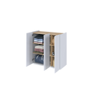 EASY EA-03 - Komoda 3-drzwiowa z Oświetleniem LED Biały Połysk/Dąb Scandi