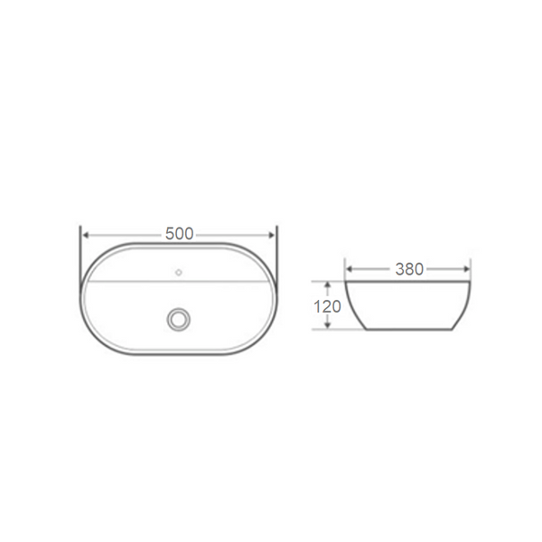 LORA-50 - Umywalka Nablatowa Ceramiczna Biały Połysk