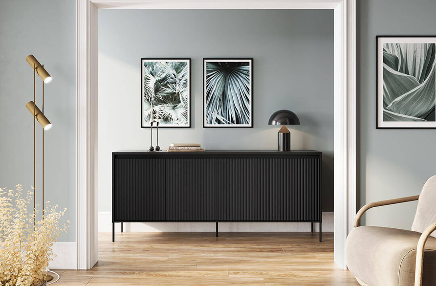 TREND TR-04 - Komoda 4-drzwiowa Z Oświetleniem Dąb Artisan