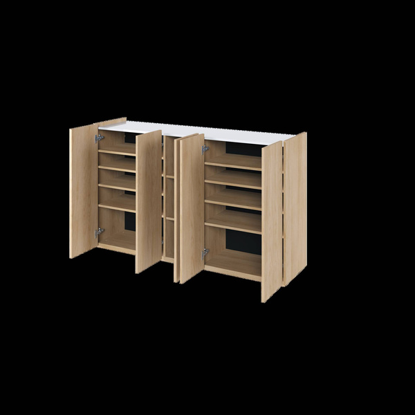 EASY EA-01 - Komoda 5-drzwiowa z Oświetleniem LED Dąb Scandi/Biały Połysk