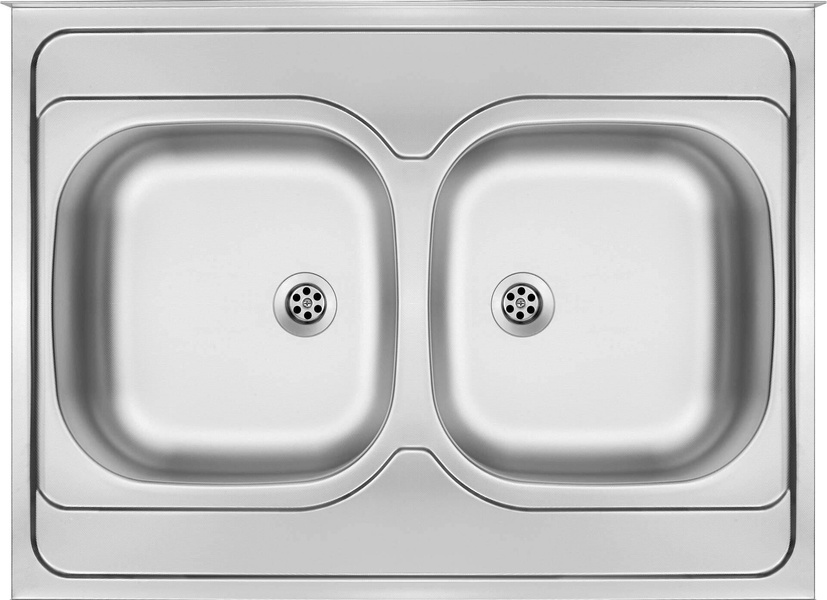 Zlewozmywak stalowy 2-komorowy - nakładany Tango