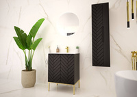 ASPEN-09 - Szafka Pod Umywalkę 2D 60cm Czarny Mat Złoty Stelaż