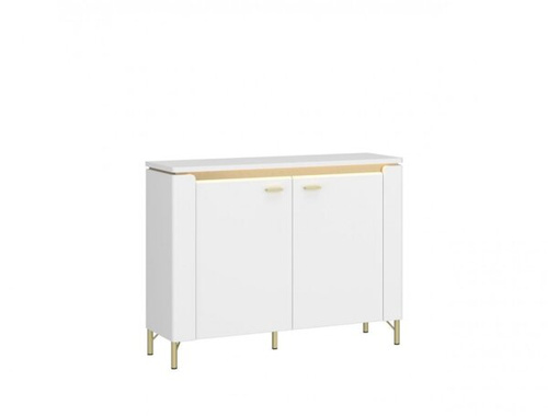 Lazio LAZK01 – Komoda 2-drzwiowa z Oświetleniem LED Biała Alpejska/Biały Połysk