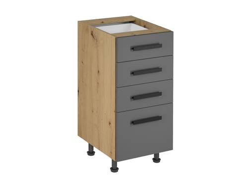 Szafka Kuchenna Dolna 4 Szuflady D40S4 Uchwyt Klasyczny Langen Grey