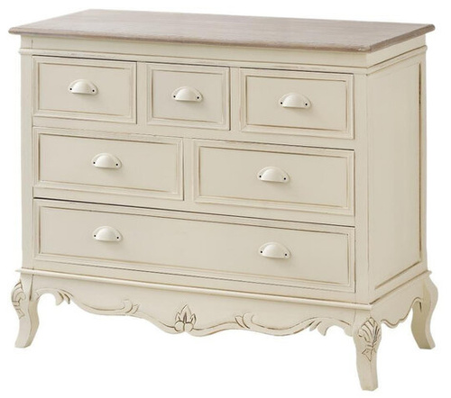 Rimini 024 Komoda 6S prowansalska kremowa beżowy blat drewno/mdf