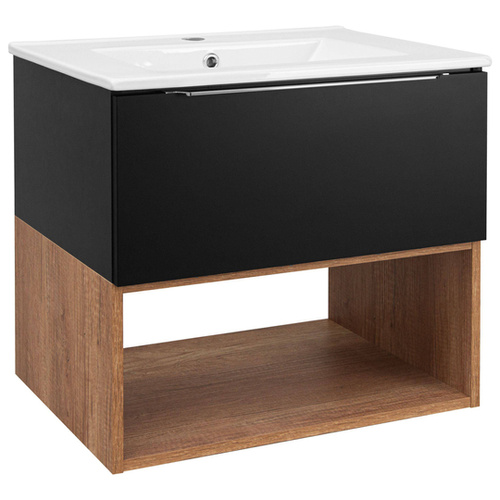 Astor Zestaw Nelle 60 cm Szafka z Umywalką Nelle Czarny MatDąb Country