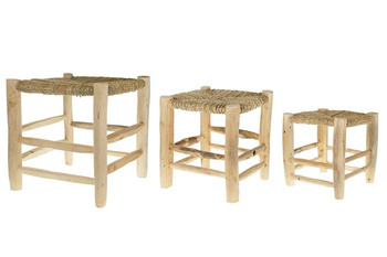 Wood old Stołki drewniane komplet 3 sztuki