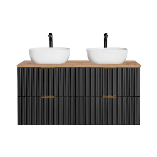 Zestaw 120 cm ADEL BLACK z Podwójna Szafka z Blatem i Umywalkami Smile