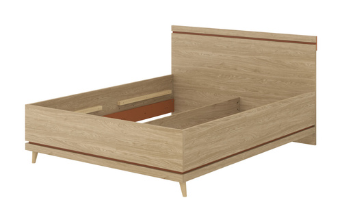 Scandi - Łóżko 160x200 cm Dąb Olejowany Ceglany