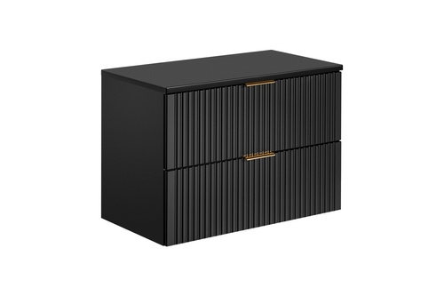 Zestaw Szafka Pod Umywalkę 2 Szuflady 80 cm z Blatem Czarny Mat