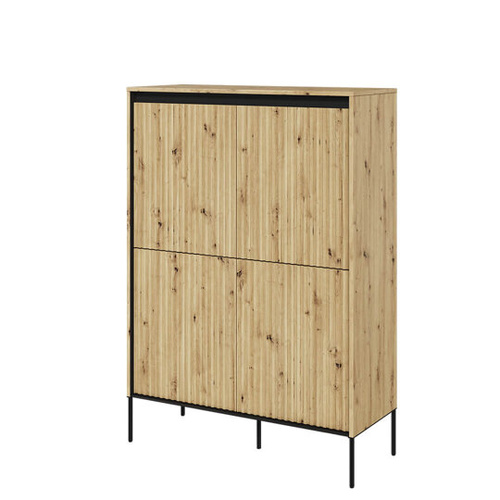 TREND TR-03 - Szafka 4-drzwiowa Z Oświetleniem Dąb Artisan/Czarny