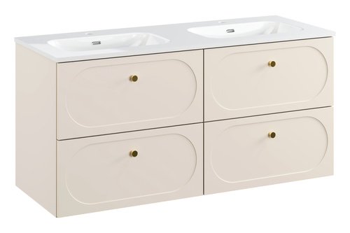 Zestaw Szafka z Umywalką Meblową 120 cm 4 Szuflady Donna Sand