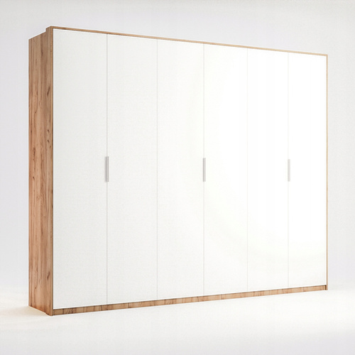 Asti AS-26-WB - Szafa 6-drzwiowa Garderoba Dąb Craft Biały Połysk
