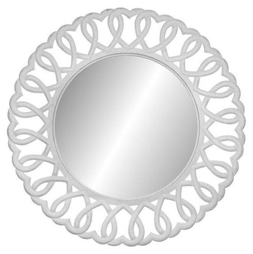 Rimini White 055W Lustro okrągłe prowansalskie białe zdobione drewno/mdf