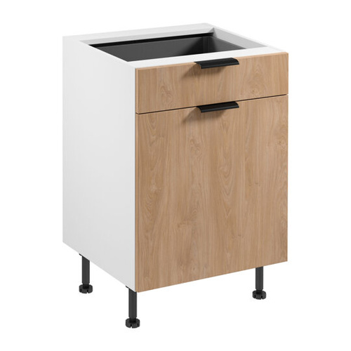 Szafka Kuchenna Dolna 1D1S z Wkładem Na Sztućce Sorento D60S1 P/L AX Biały Mat Puccini