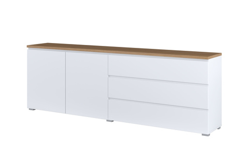 Modo - Komoda 2D3S 200 cm Biały Mat Dąb Mauvella