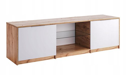 Asti AS-160-WB - Komoda RTV 2-drzwiowa Dąb Craft Biały Połysk