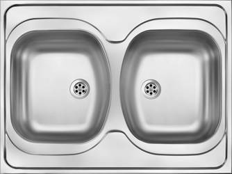 Zlewozmywak stalowy 2-komorowy - nakładany Tango