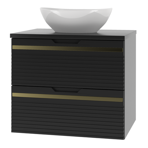 VESPER-02 - Szafka z Umywalką i Blatem 2S 60cm Czarny Mat Zestaw-2