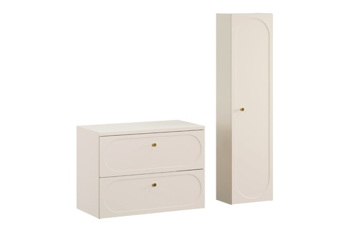 Zestaw Szafka Pod Umywalkę z Blatem 80 cm i Słupek Wysoki Donna Sand