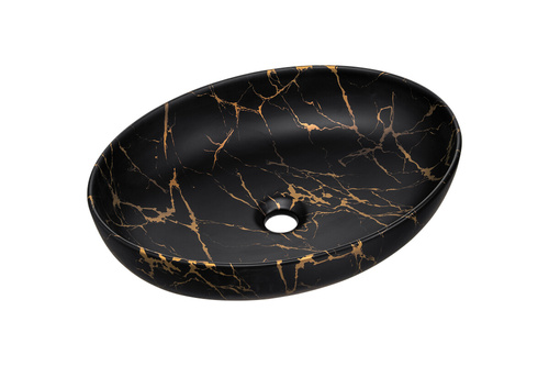 Umywalka Nablatowa Ceramiczna UN-MONA-MB12 Czarny Mat Złoty