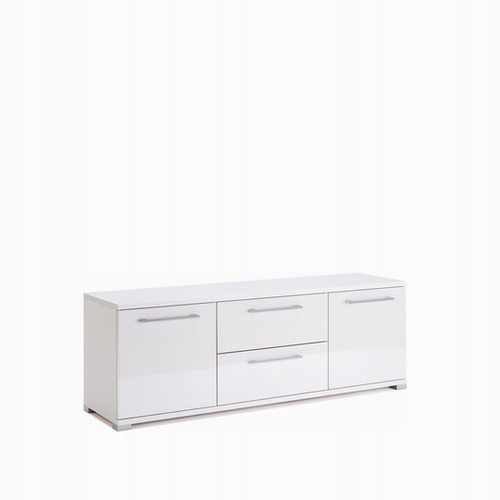 Family FM-150-WB - Komoda RTV 2D2S Biały Mat Biały Połysk