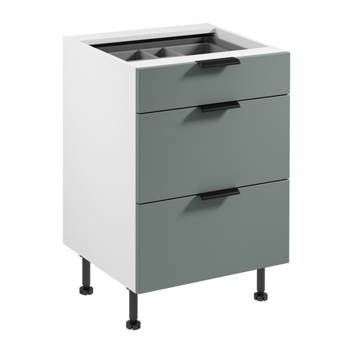 Szafka Kuchenna Dolna 3S z Wkładem Na Sztućce Sorento D60S3 AX Biały Green