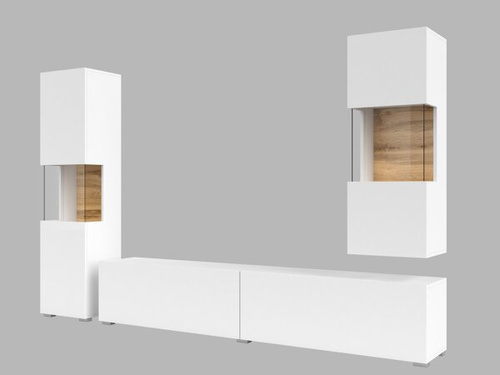 Ava Meblościanka 05+07+40 Biały / Dąb Wotan